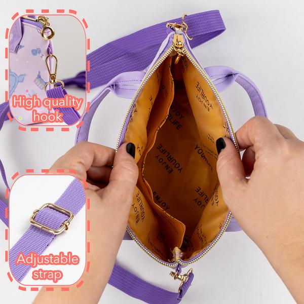 Shoulder Bag with Keychain and Two Magnetic Bracelets for Friends Cute Anime Wallet. Cute bag for women, girls, teenagers. Great gift.