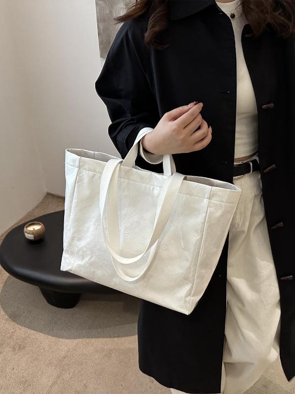 Letter Pattern Tote Bag, Large Capacity PVC Fashionable Shoulder Bag, Casual Trendy Versatile High-quality Daily Commuting Bag, Girl Fashionable Shopping Bag