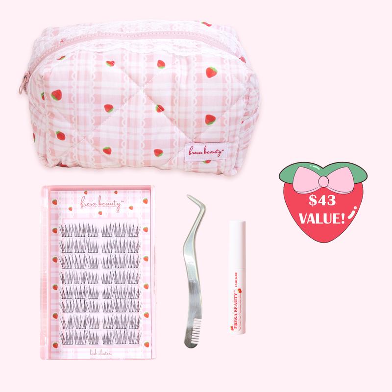 Fresa Beauty Strawberry Chiffon Makeup Bag BUNDLES