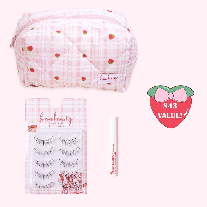 Fresa Beauty Strawberry Chiffon Makeup Bag BUNDLES