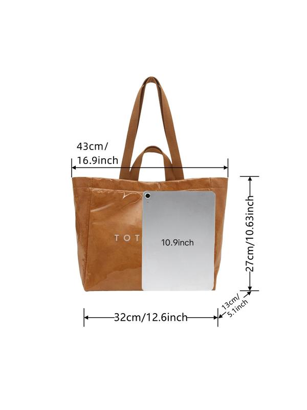 Letter Pattern Tote Bag, Large Capacity PVC Fashionable Shoulder Bag, Casual Trendy Versatile High-quality Daily Commuting Bag, Girl Fashionable Shopping Bag