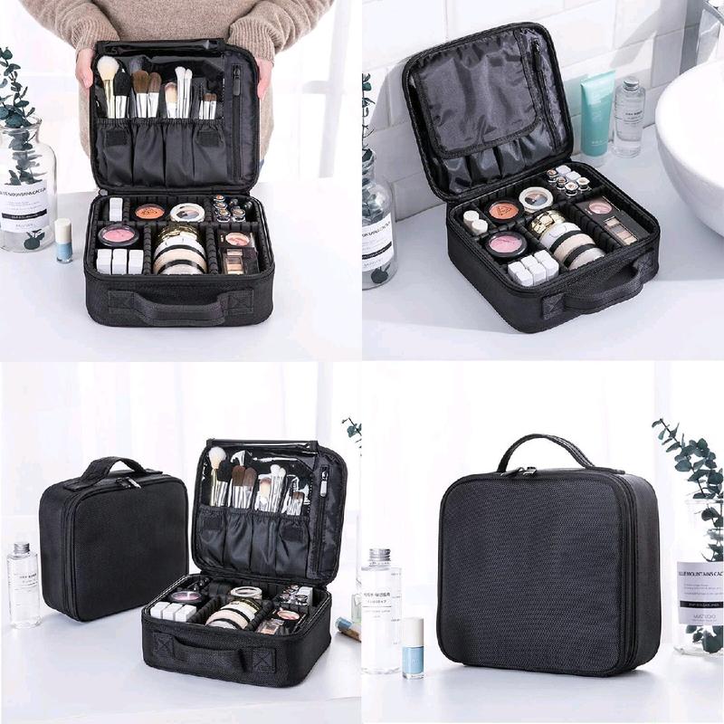 Travel Makeup Bag 10.4 Inches Makeup Train Case Portable Artist cosmetic bag with Adjustable Dividers for Cosmetics Makeup Brushes Toiletry Jewelry Digital Accessories Black organizer makeup