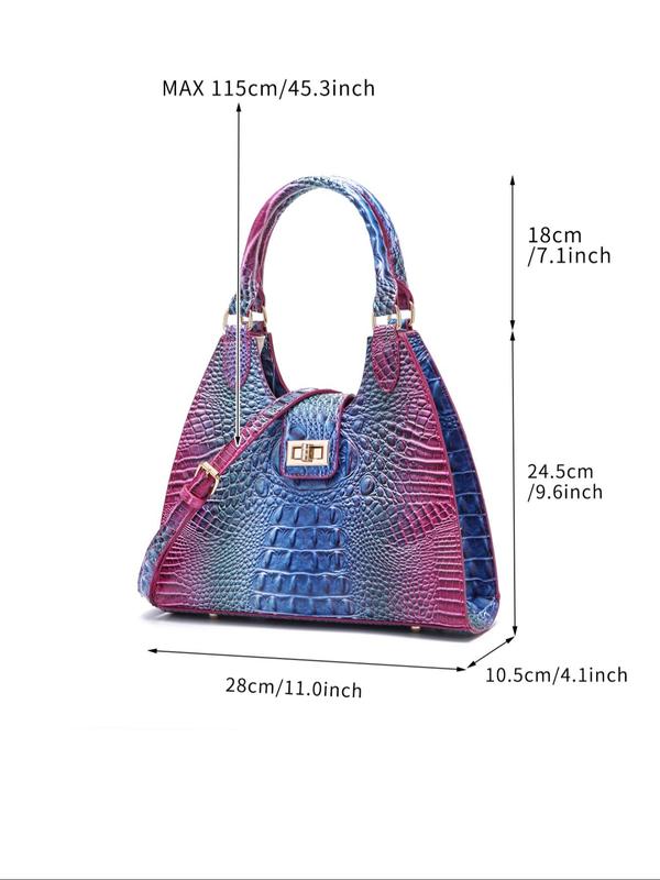 Women's Fashionable Crocodile Embossed Handbag, Casual Colorblock Shoulder Bag for Daily Used, Trendy Versatile High-quality Daily Commuting Bag