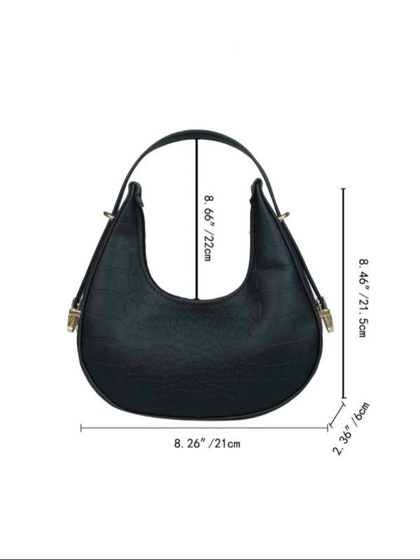 Women's Crocodile Embossed Shoulder Bag, Fashionable Half Moon Bag for Daily Used, Casual Trendy Versatile High-quality Daily Commuting Bag, Elegant Handbag for Women