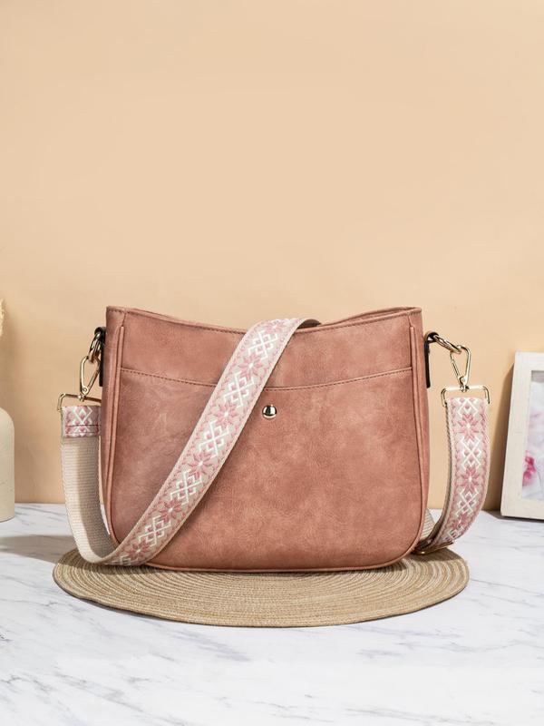 Women's Fashionable Solid Color Crossbody Bag, Vintage Style Shoulder Bag for Daily Used, Casual Trendy Versatile Daily Commuting Bag, Crossbody Purses 2024
