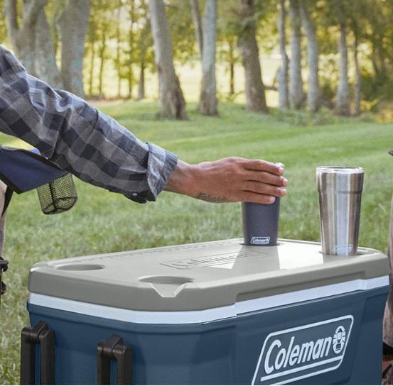 Versatile 62QT Lakeside Blue Hard Chest Cooler with Wheels for Effortless Mobility During Outdoor Adventures