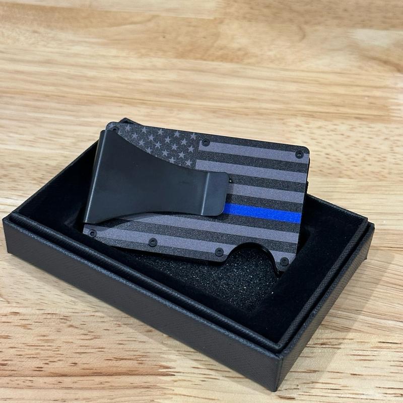 Thin Blue Line Minimalist Wallet with RFID Blocking