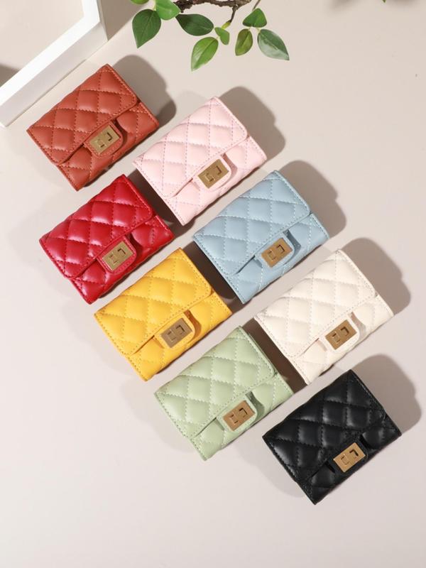 Women's Elegant Quilted Design Short Wallet, Simple Card Holder, Large Capacity Card Cash Storage Pouch, Casual Trendy Versatile High-quality Daily Wallet