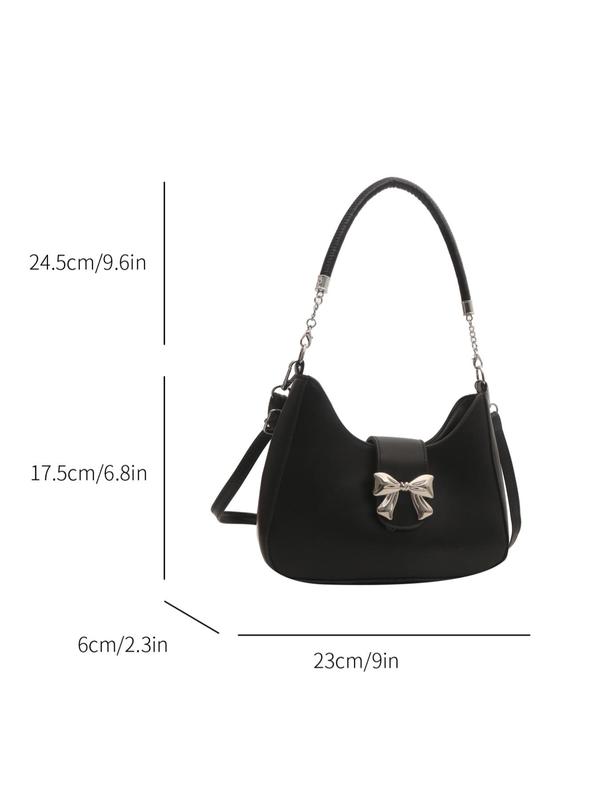 Women's Bow Decorated Shoulder Bag, Crossbody Bag for Women, Shoulder Purse, Purses Crossbody Bags, Designer Solid Color Shoulder Bag for Daily Used, Casual Trendy Versatile High-quality Daily Commuting Bag