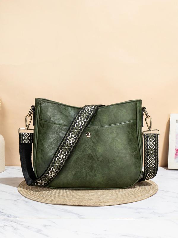 Women's Fashionable Solid Color Crossbody Bag, Vintage Style Shoulder Bag for Daily Used, Casual Trendy Versatile Daily Commuting Bag, Crossbody Purses 2024