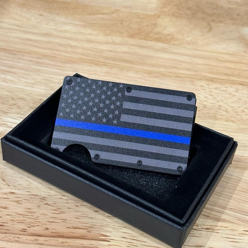 Thin Blue Line Minimalist Wallet with RFID Blocking