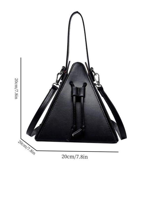 Fashionable Triangular Design Solid Color Handbag, Casual Pu Leather Shoulder Bag for Women, All-match Crossbody Bag