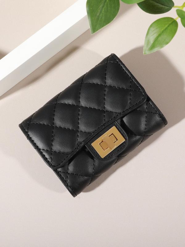 Women's Elegant Quilted Design Short Wallet, Simple Card Holder, Large Capacity Card Cash Storage Pouch, Casual Trendy Versatile High-quality Daily Wallet