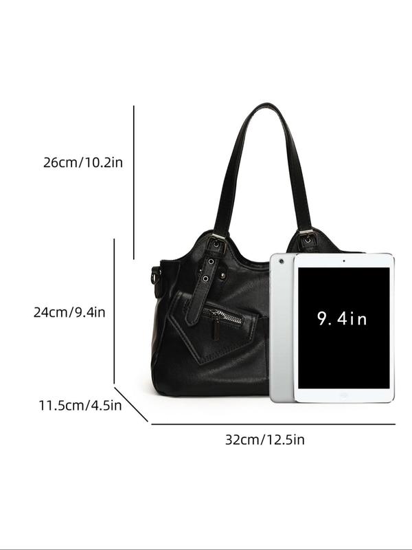 Women's Elegant Grommet Eyelet Design Tote Bag, Fashionable Large Capacity Shoulder Bag, Casual Versatile Crossbody Bag for Daily Outings, Short Outings