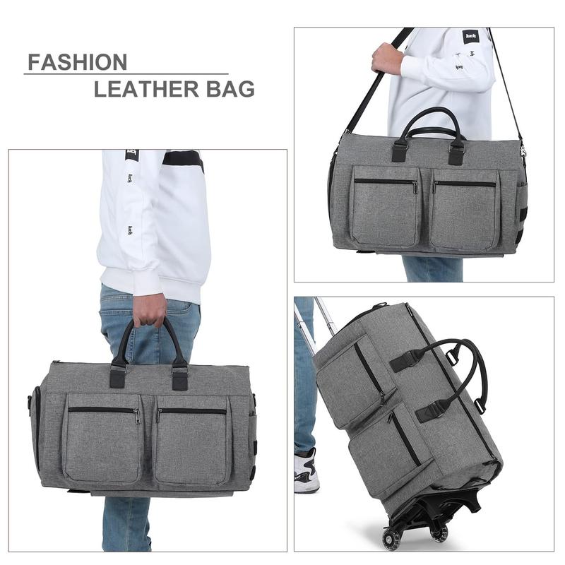 SEYFOCNIA Garment Bags for Travel Convertible Duffle Garment Bag Roller  for Travel Carry on Garment Bag with Wheels Luggage Rolling Weekender Roller Duffle Bags for Travel-Grey y2k book bag dustproof unisex travel bags