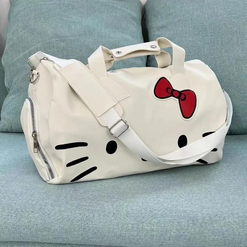 Large Capacity Travel Carry on Luggage Designer Bags Luxury Cute Hello Kitty Waterproof Duffle Bag Fashion Trend Brand Handbag