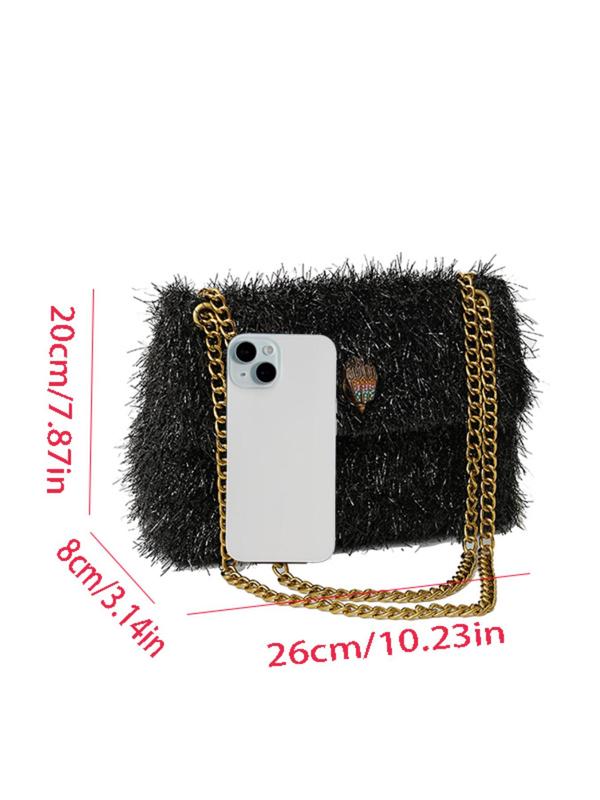 Women's Fashion Rhinestone Decorated Shoulder Bag, Casual Versatile Chain Strap Crossbody Bag for Daily Used, Trendy High-quality Daily Commuting Bag