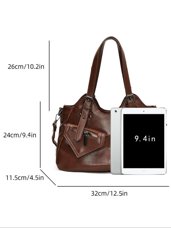 Women's Elegant Grommet Eyelet Design Tote Bag, Fashionable Large Capacity Shoulder Bag, Casual Versatile Crossbody Bag for Daily Outings, Short Outings