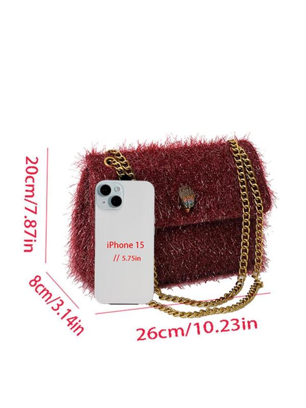 Women's Fashion Rhinestone Decorated Shoulder Bag, Casual Versatile Chain Strap Crossbody Bag for Daily Used, Trendy High-quality Daily Commuting Bag